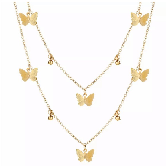 New 18K Gold Plated Butterfly  Chain Necklace - Picture 6 of 6